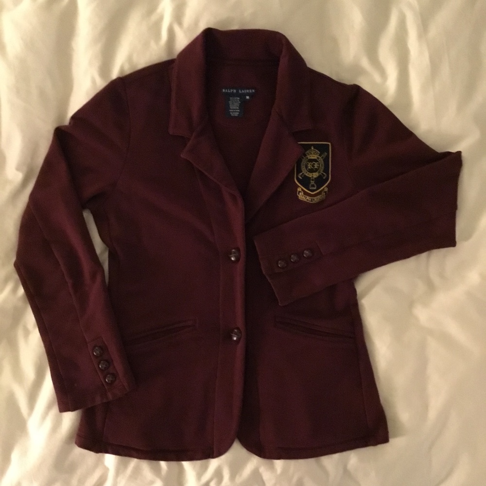 Burgundy Ralph Lauren Blazer with leather buttons